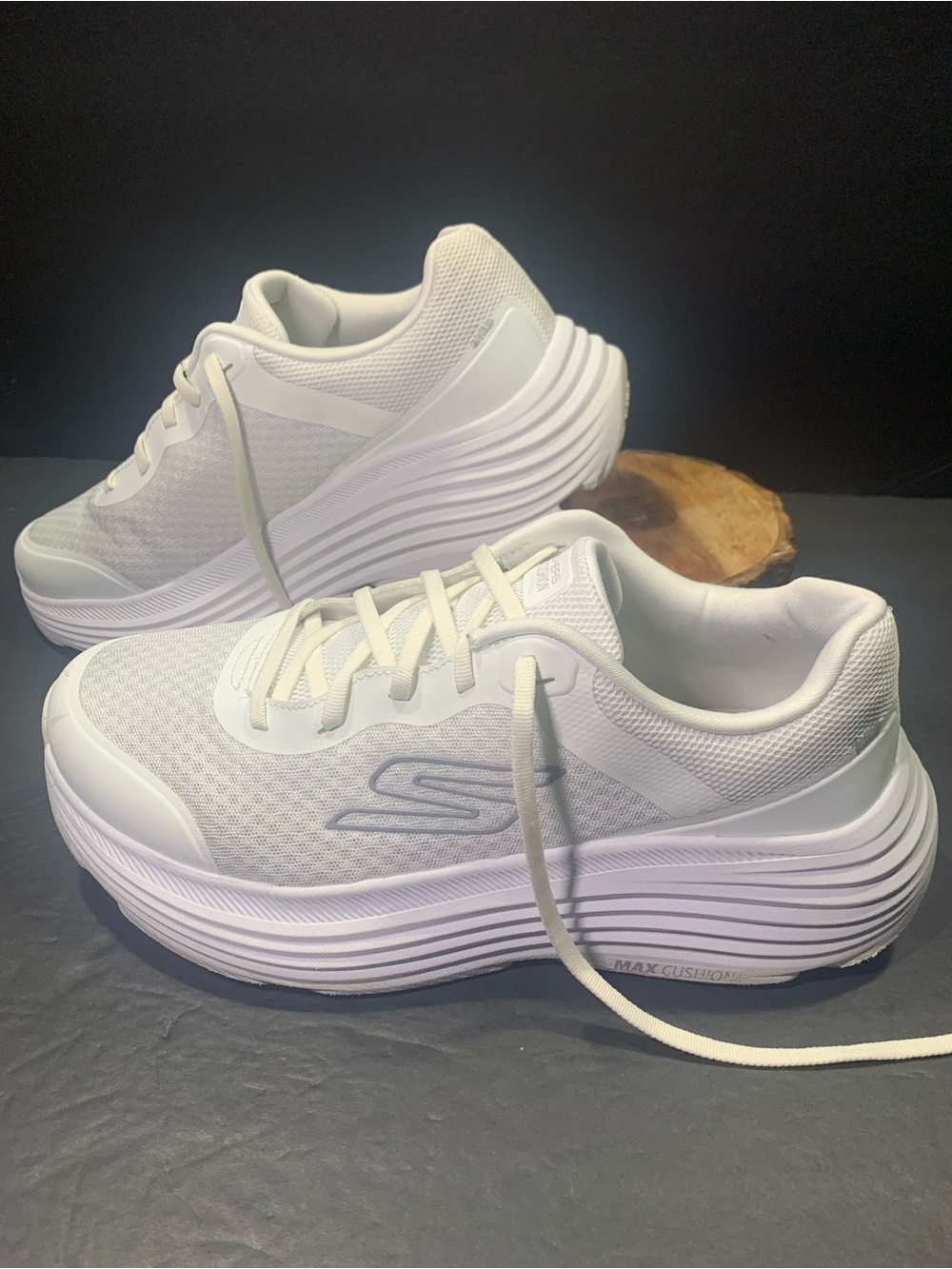 Skechers Max Cushion White Sneakers  Size- 10.5 ( D- Wide) Women’s or Men’s-9